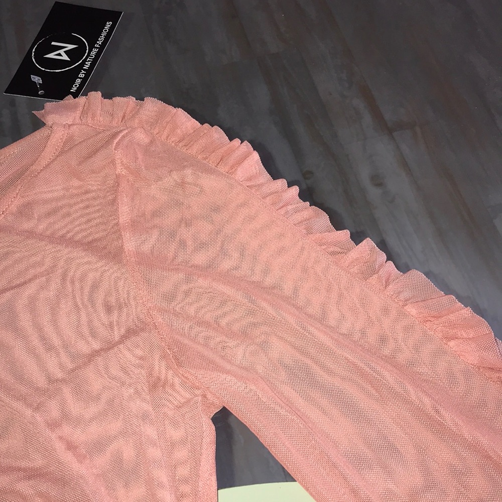 Long Sleeve  Sheer Bodysuit With Ruffle - Picture 5 of 6